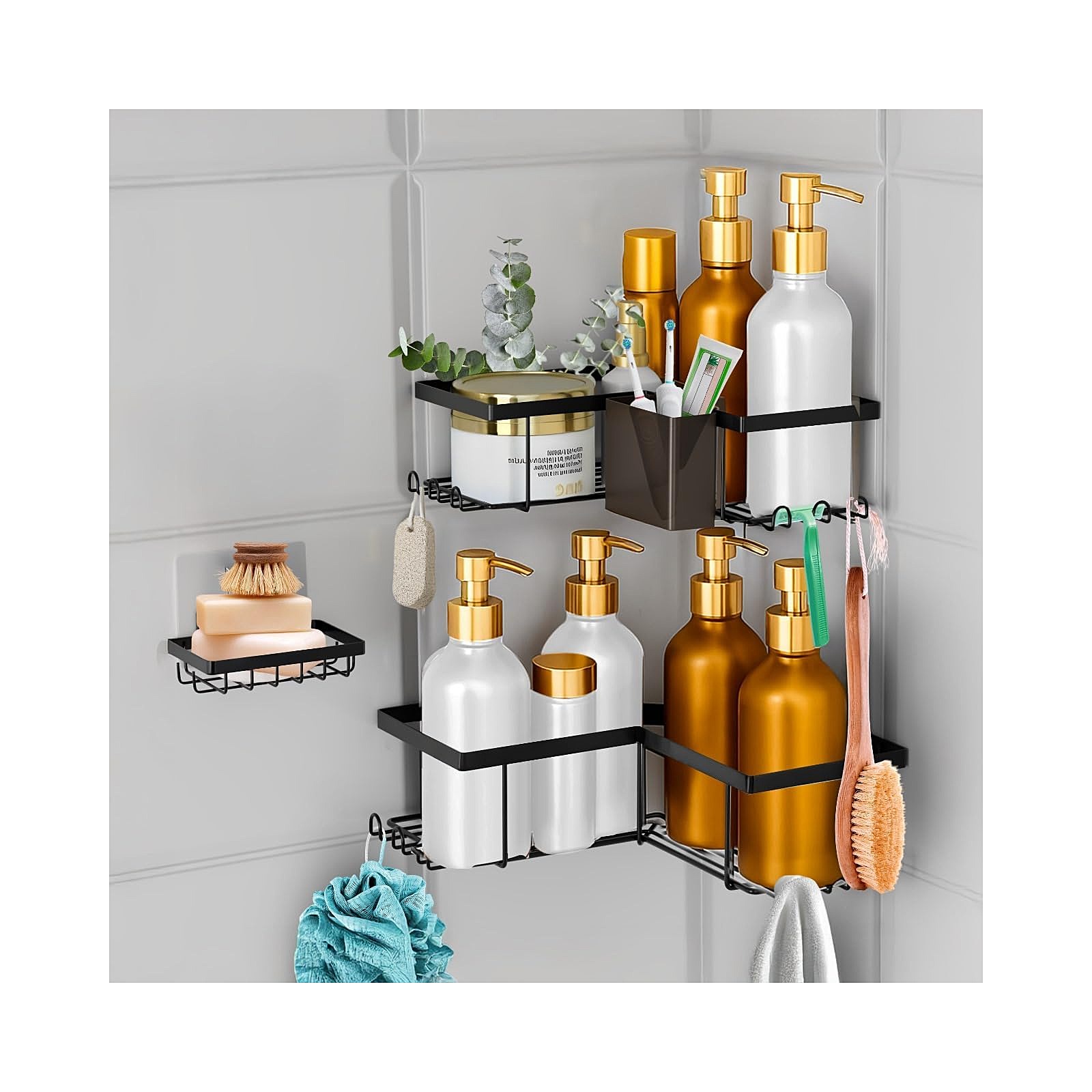 Corner Adhesive Shower Caddy — 4-Piece Set