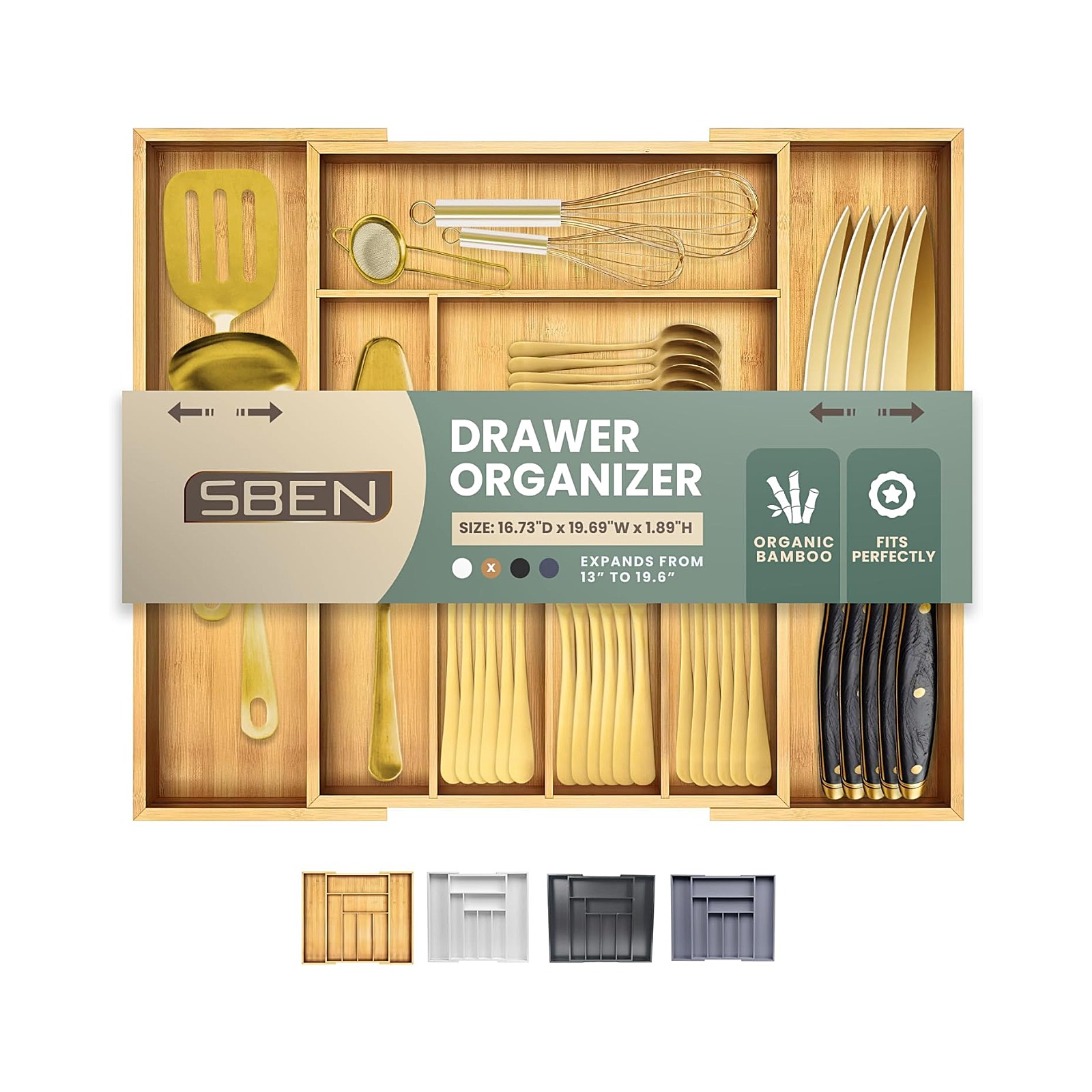 Expandable Drawer Organizer — Large, 6–8 Slots