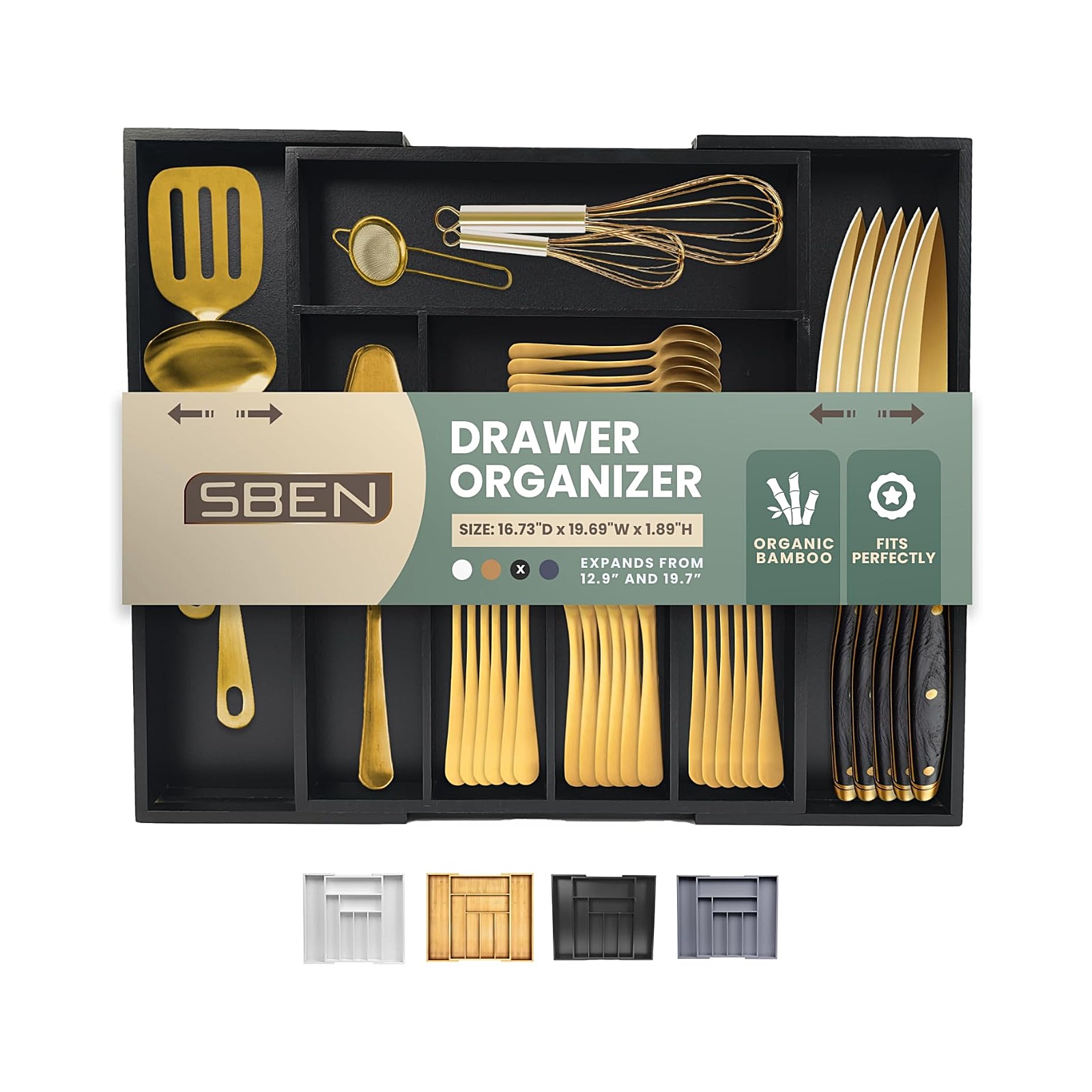 Expandable Drawer Organizer — Large, 6–8 Slots