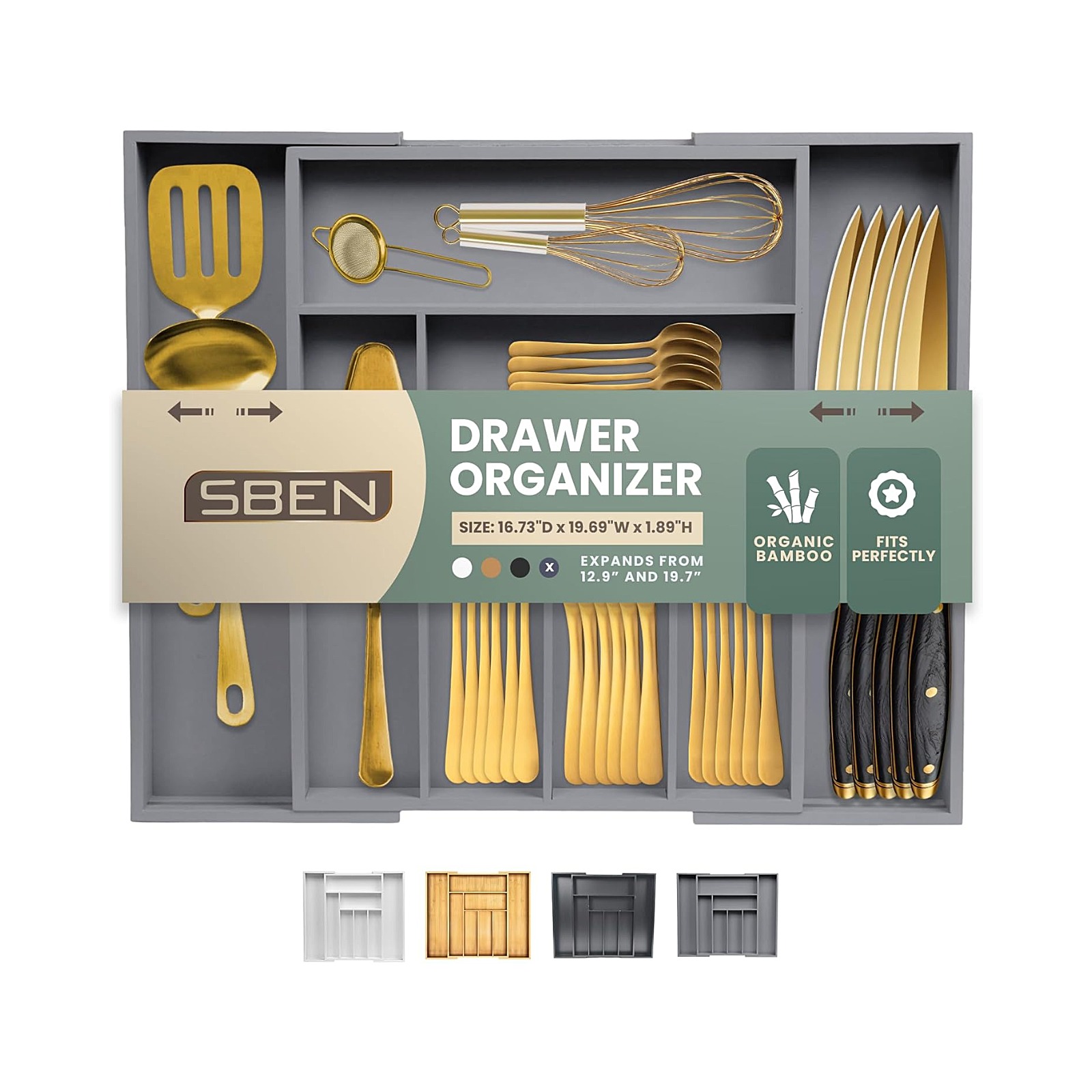 Expandable Drawer Organizer — Large, 6–8 Slots