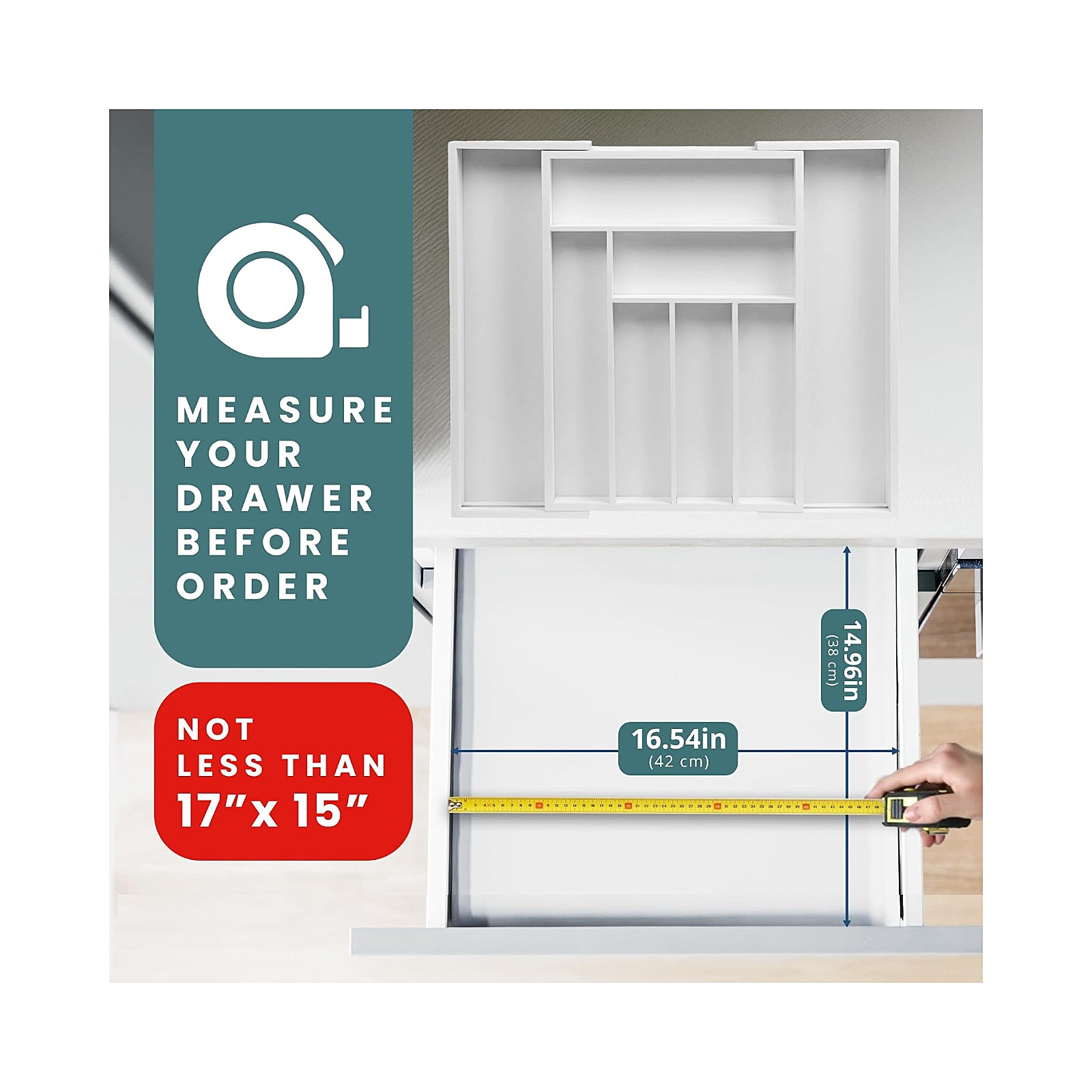 Expandable Drawer Organizer — Medium — White — view 18