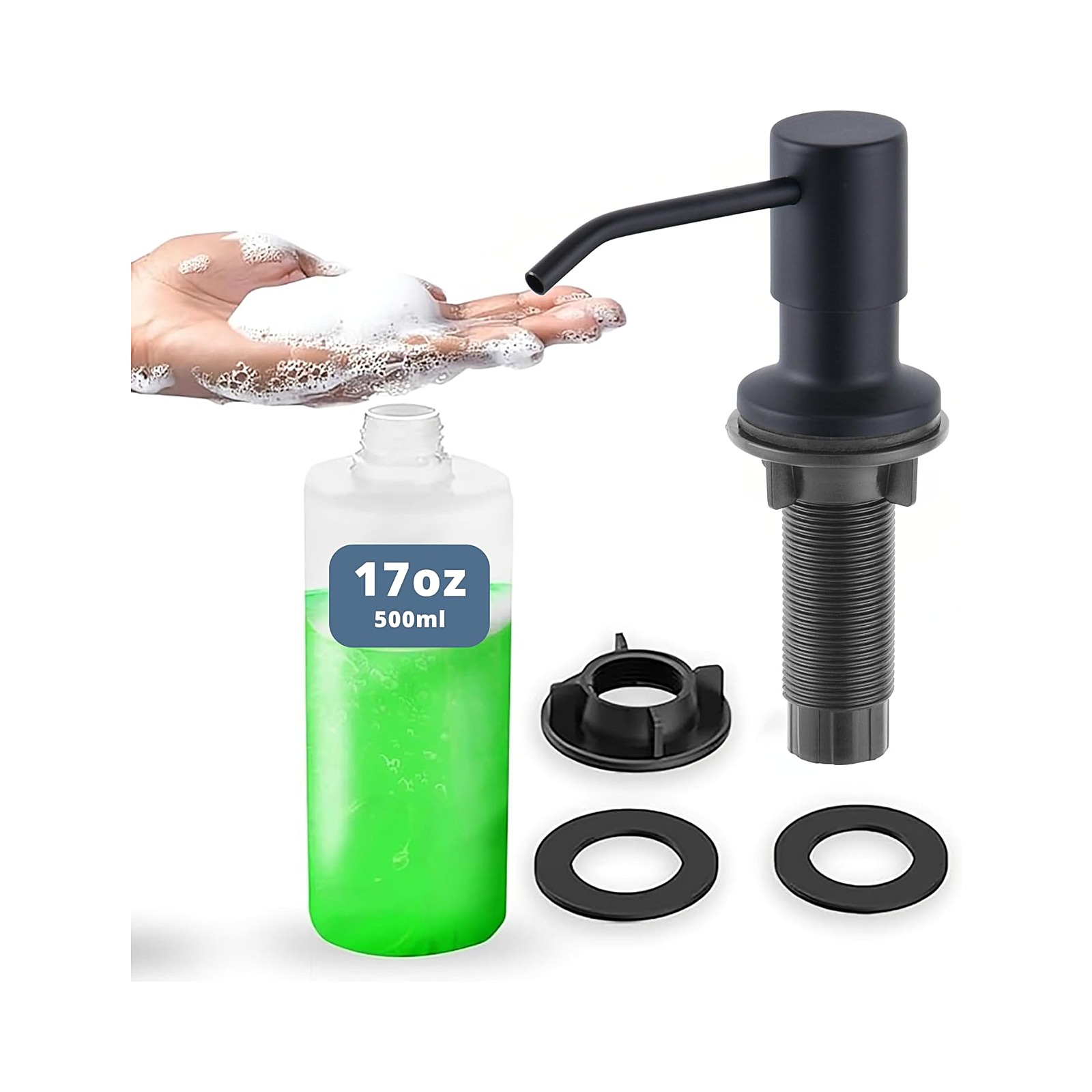 Built-in Sink Soap Dispenser — 17 oz Refillable Bottle