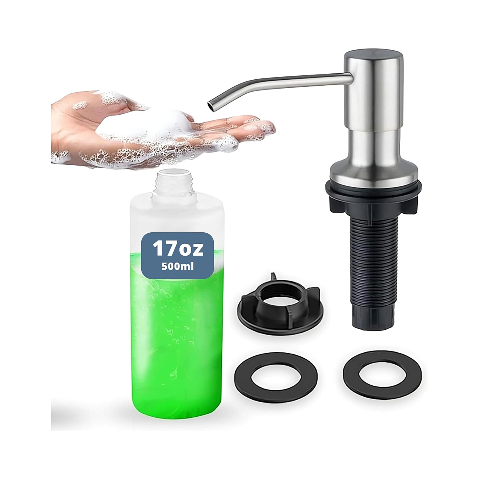 Built-in Sink Soap Dispenser — 17 oz Refillable Bottle