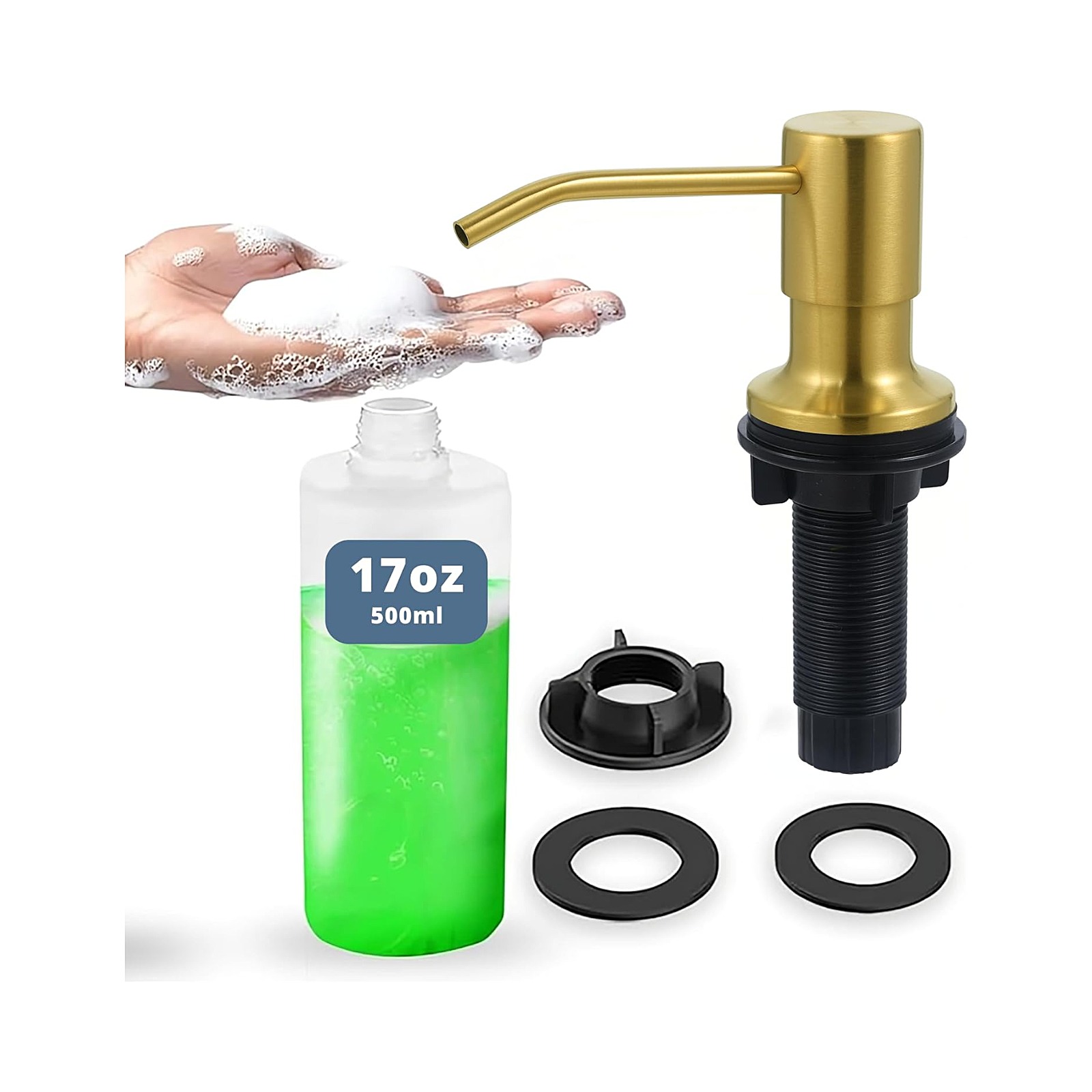 Built-in Sink Soap Dispenser — 17 oz Refillable Bottle