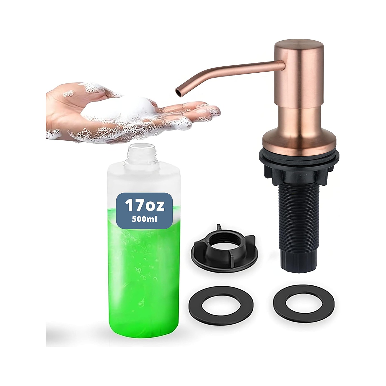 Built-in Sink Soap Dispenser — 17 oz Refillable Bottle