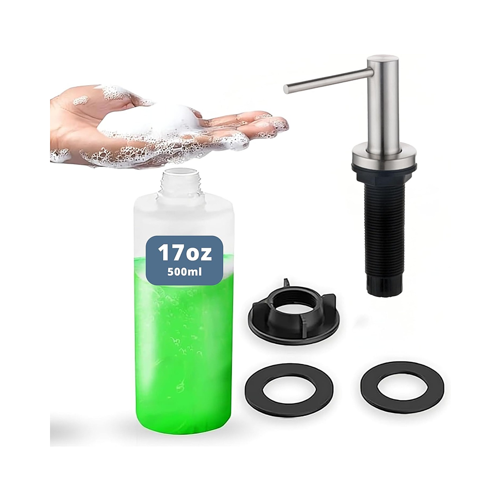 Countertop Sink Soap Dispenser — 17 oz Built-in Bottle