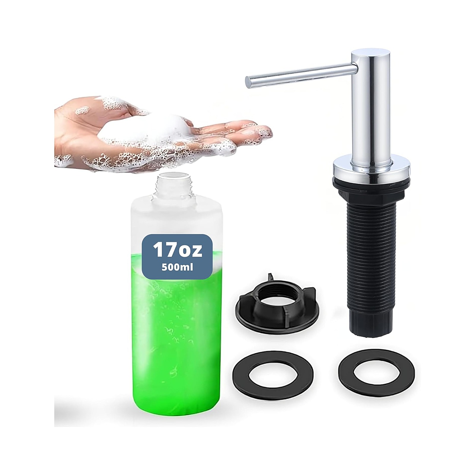 Countertop Sink Soap Dispenser — 17 oz Built-in Bottle