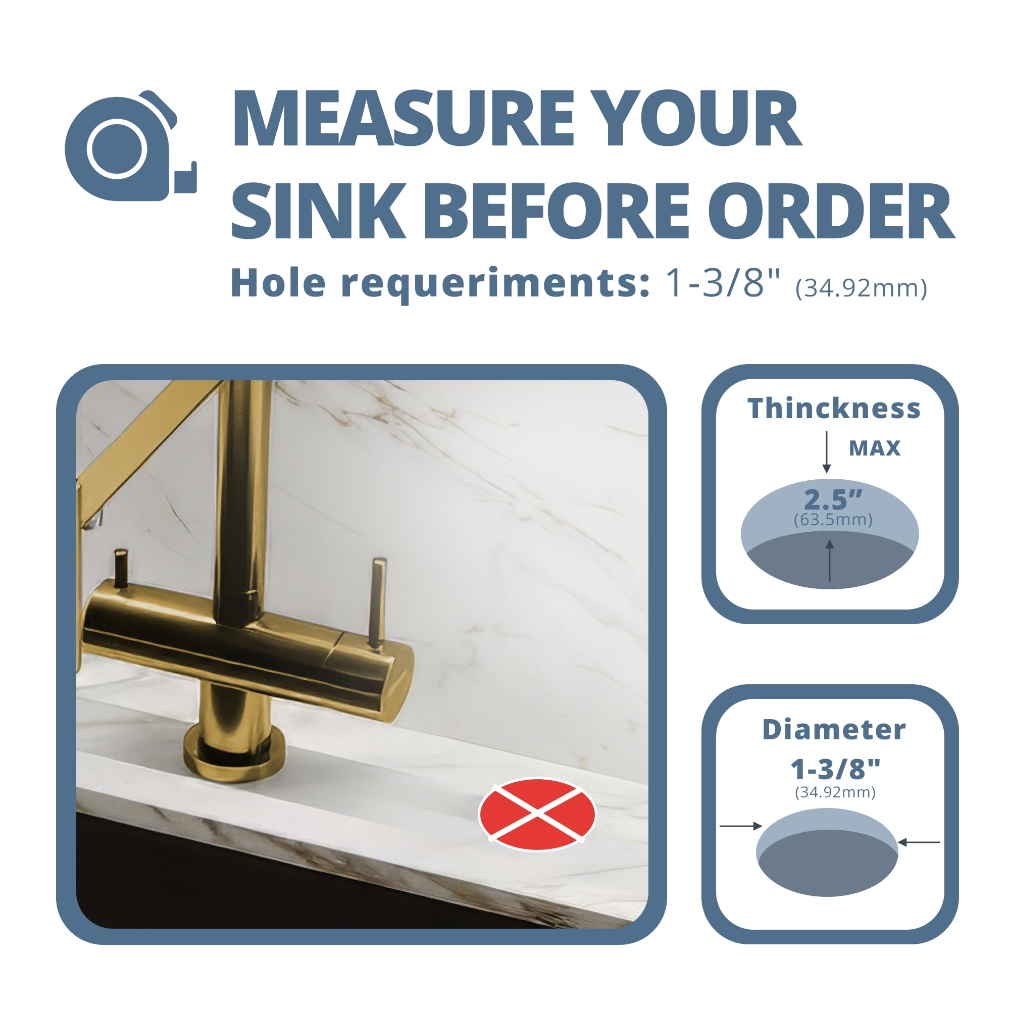 Countertop Sink Soap Dispenser — 17 oz Built-in Bottle — Gold Brushed — view 10