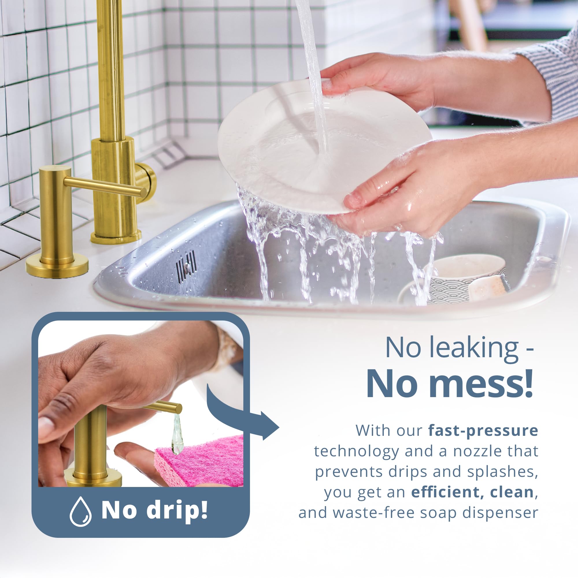 Countertop Sink Soap Dispenser — 17 oz Built-in Bottle — Gold Brushed — view 9