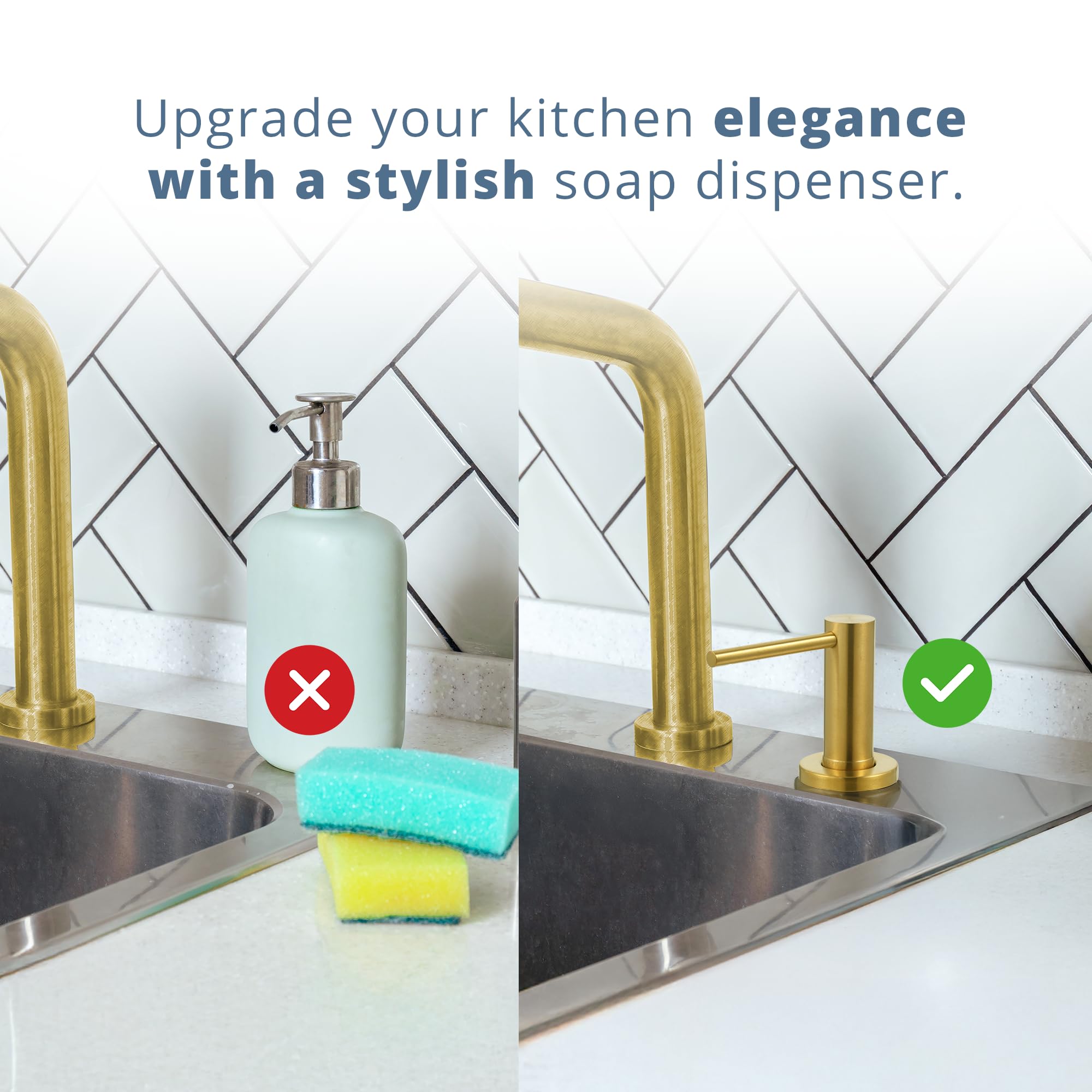 Countertop Sink Soap Dispenser — 17 oz Built-in Bottle — Gold Brushed — view 7