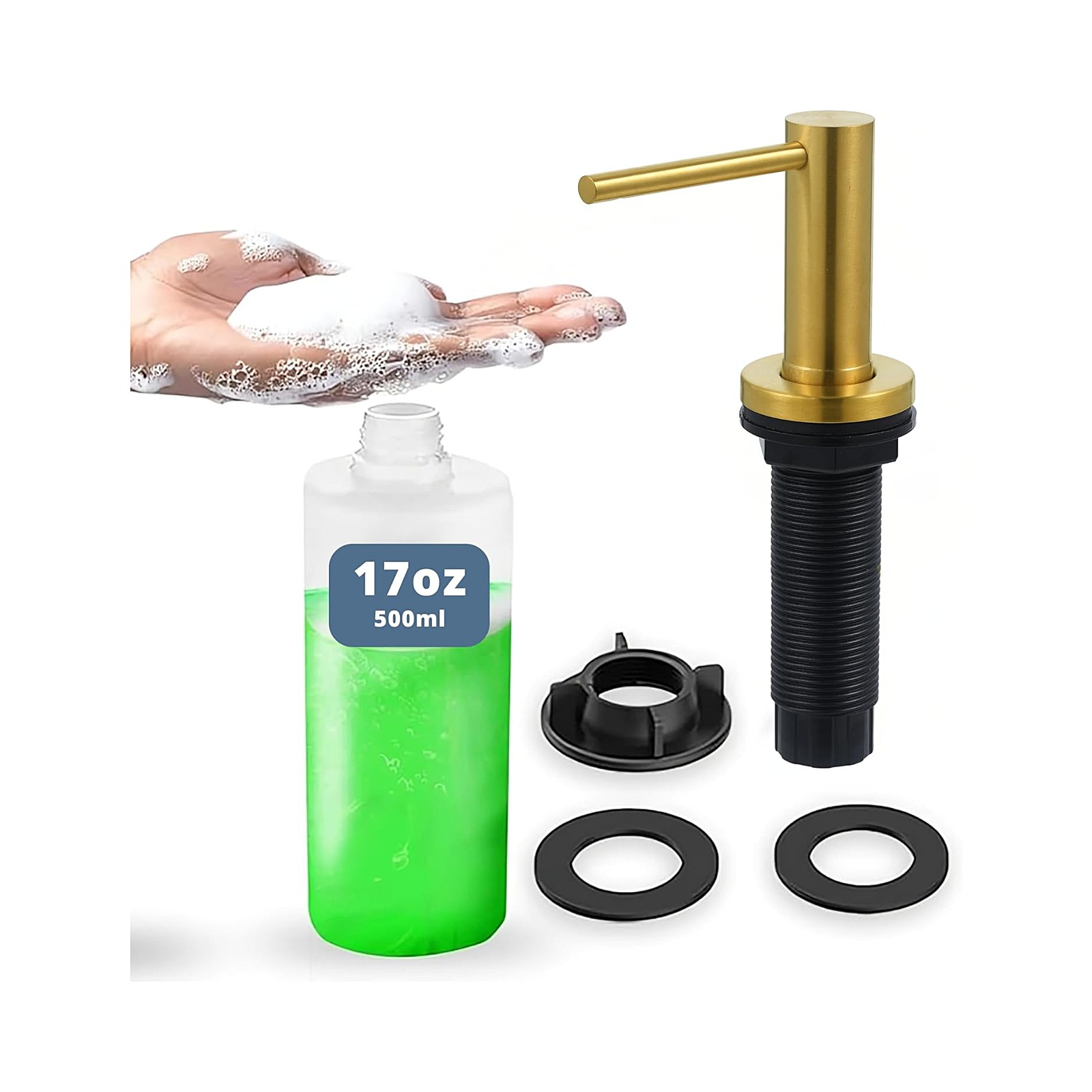Countertop Sink Soap Dispenser — 17 oz Built-in Bottle