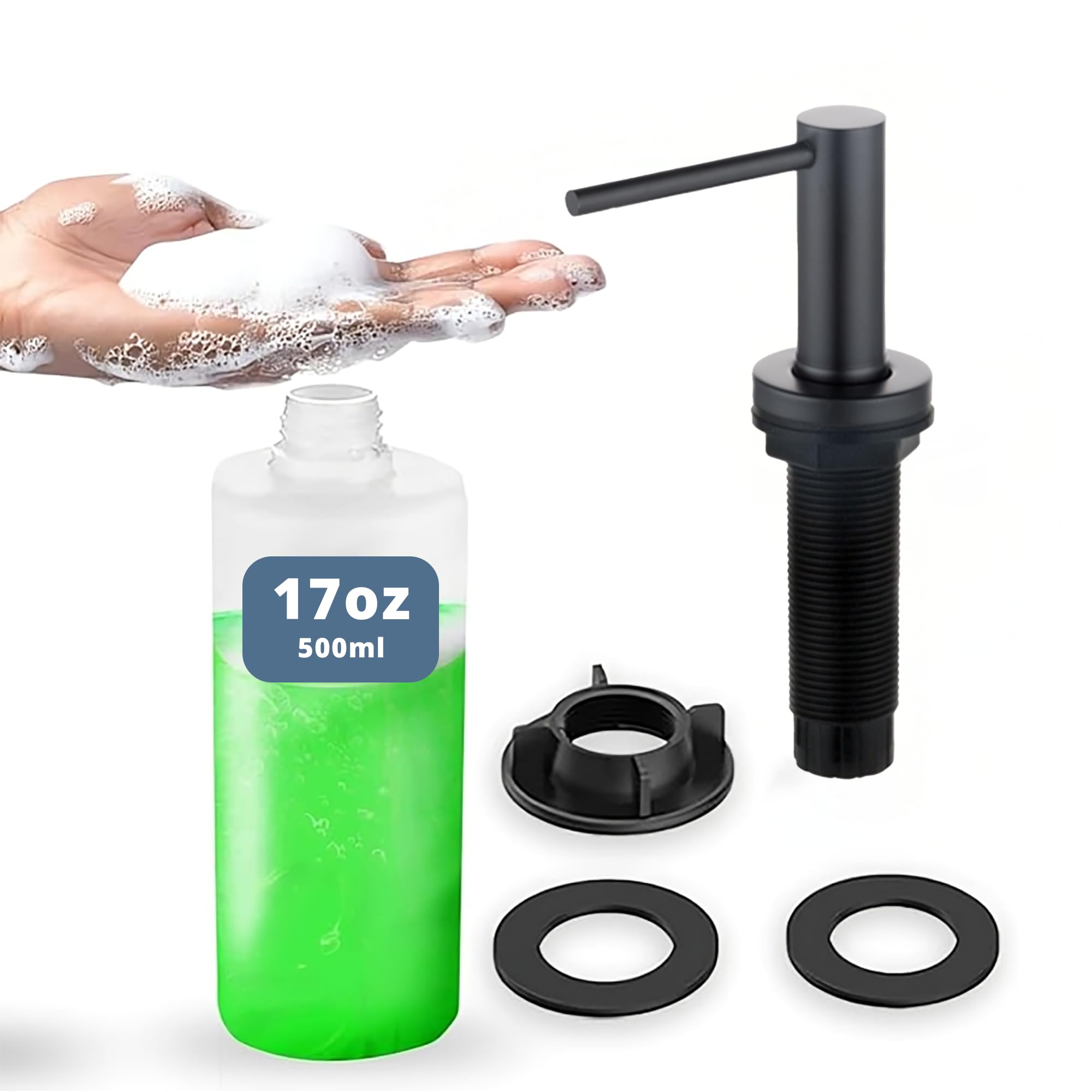 Countertop Sink Soap Dispenser — 17 oz Built-in Bottle — Matte Black — view 11
