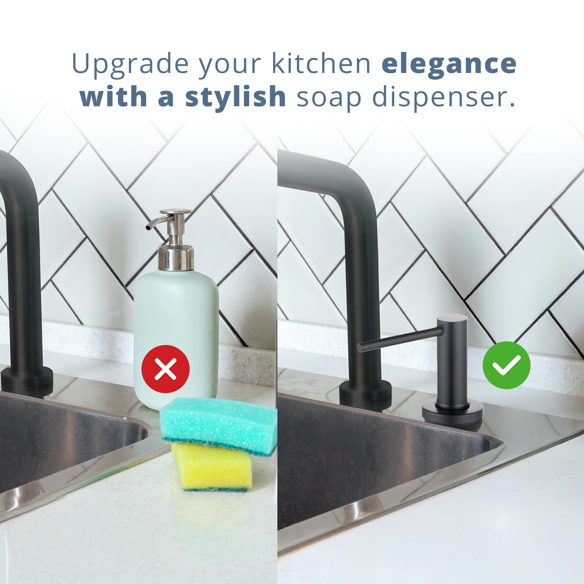 Countertop Sink Soap Dispenser — 17 oz Built-in Bottle — Matte Black — view 4