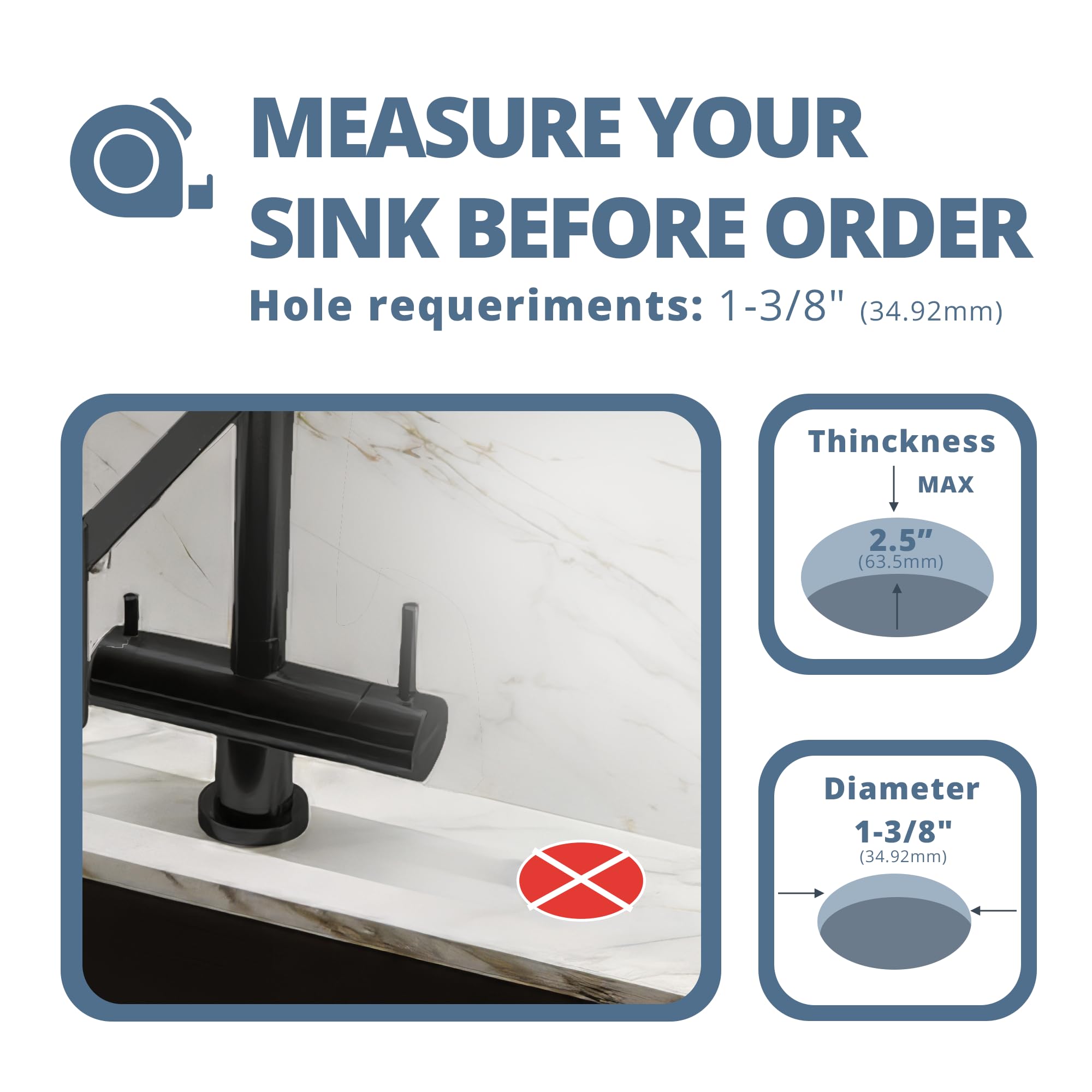 Countertop Sink Soap Dispenser — 17 oz Built-in Bottle — Matte Black — view 5