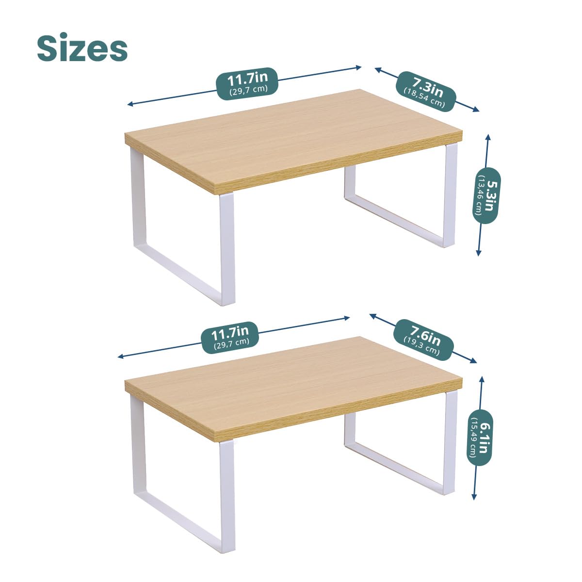 Cabinet Organizer Shelf — Set of 2, Standard — Cloud White / Beige — view 8