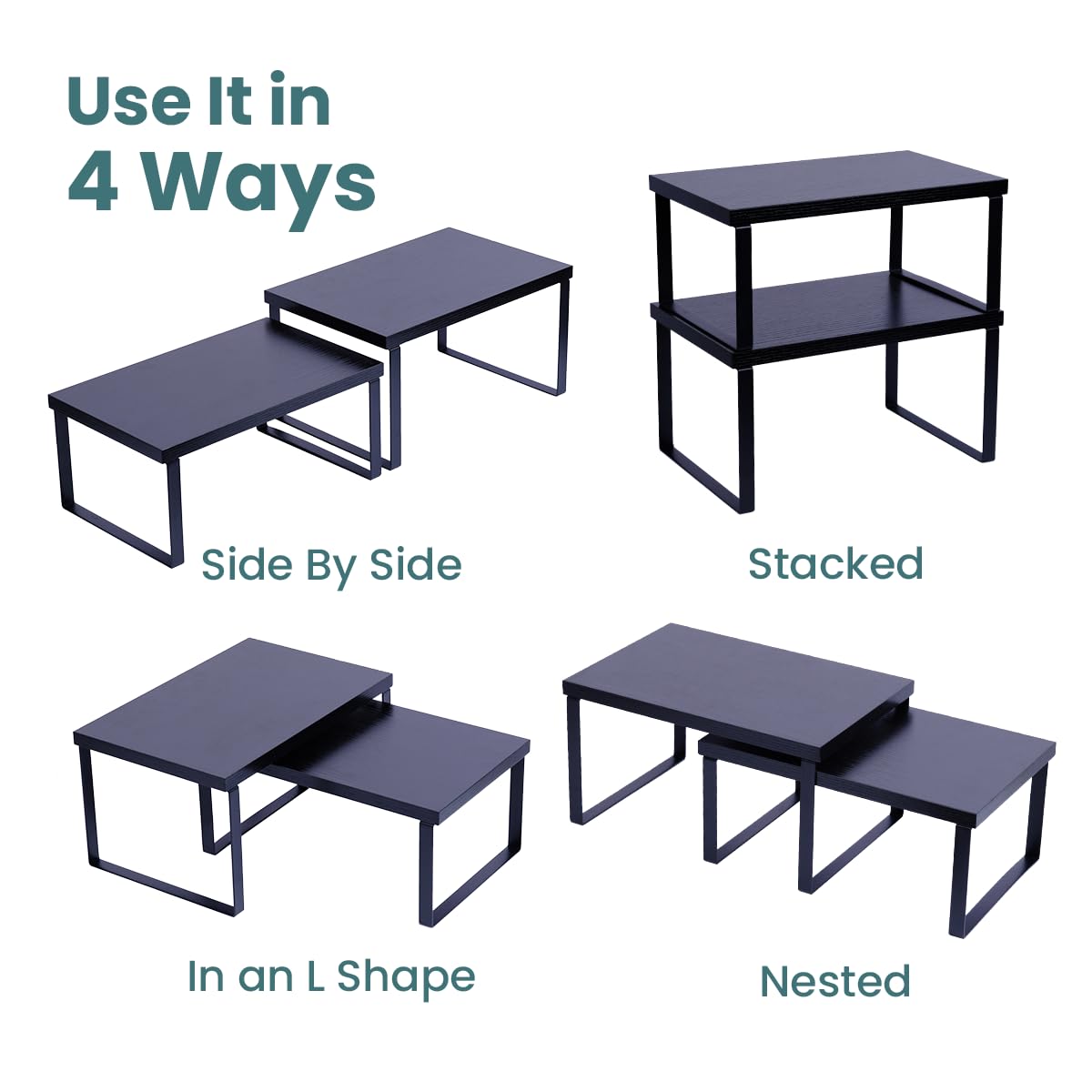 Cabinet Organizer Shelf — Set of 2, Standard — Ink Black / Charcoal — view 8