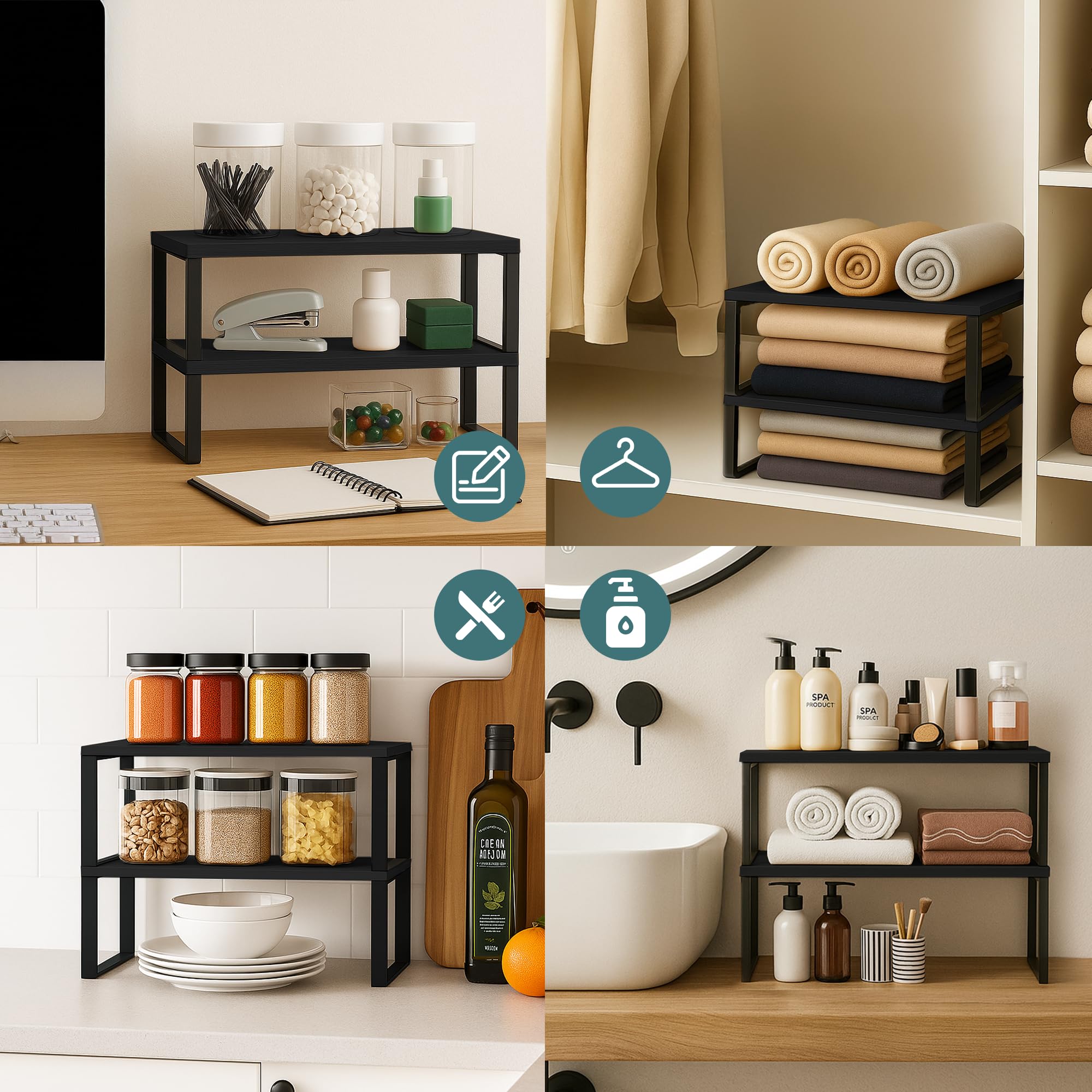 Cabinet Organizer Shelf — Set of 2, Standard — Ink Black / Charcoal — view 3