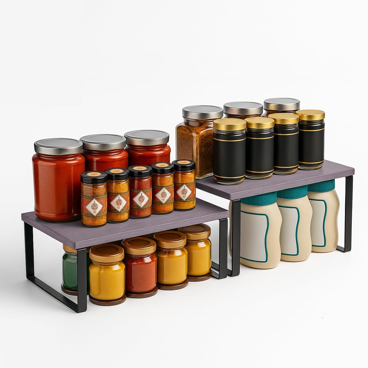 Cabinet Organizer Shelf — Set of 2, Standard — Ink Black / Brown — view 7