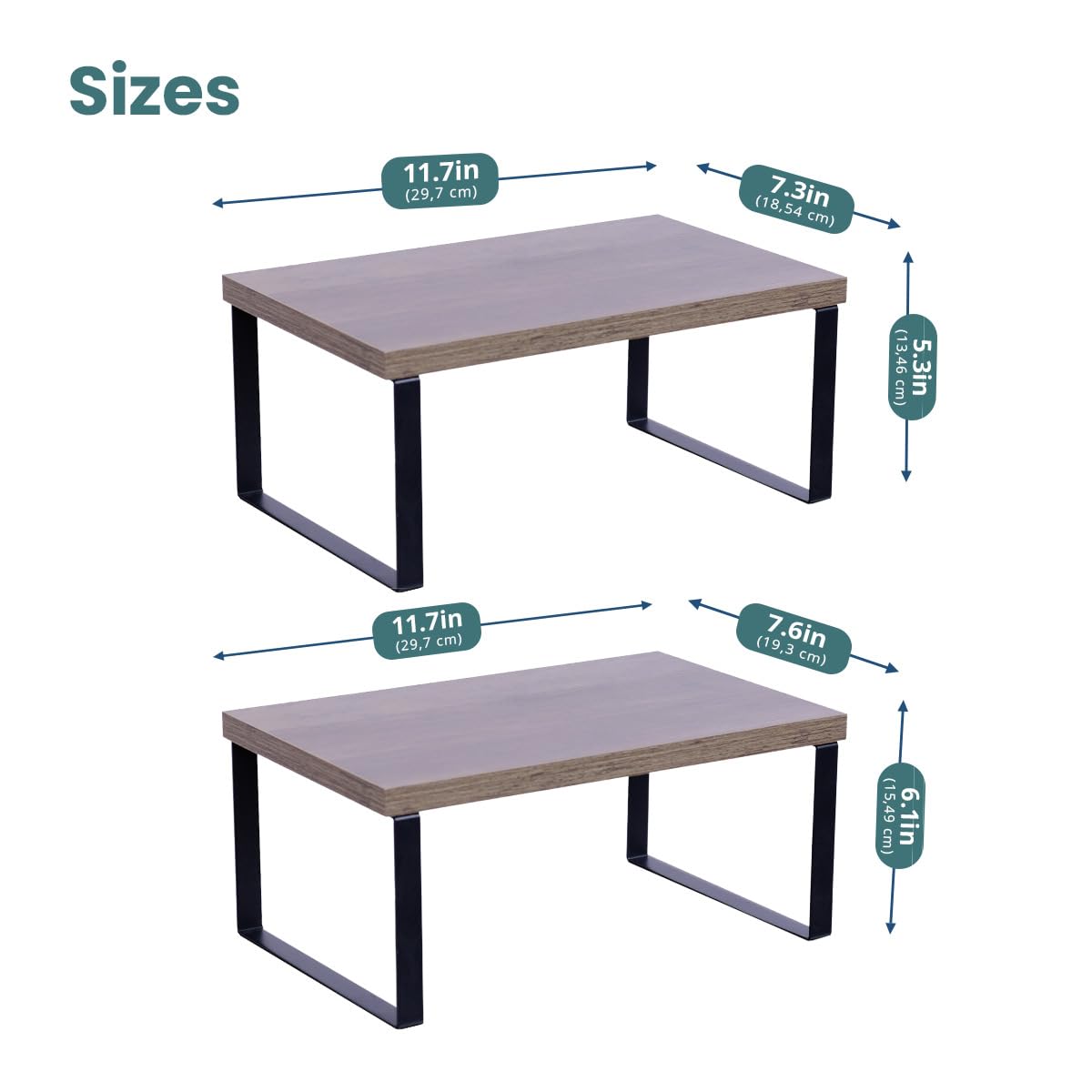 Cabinet Organizer Shelf — Set of 2, Standard — Ink Black / Brown — view 4