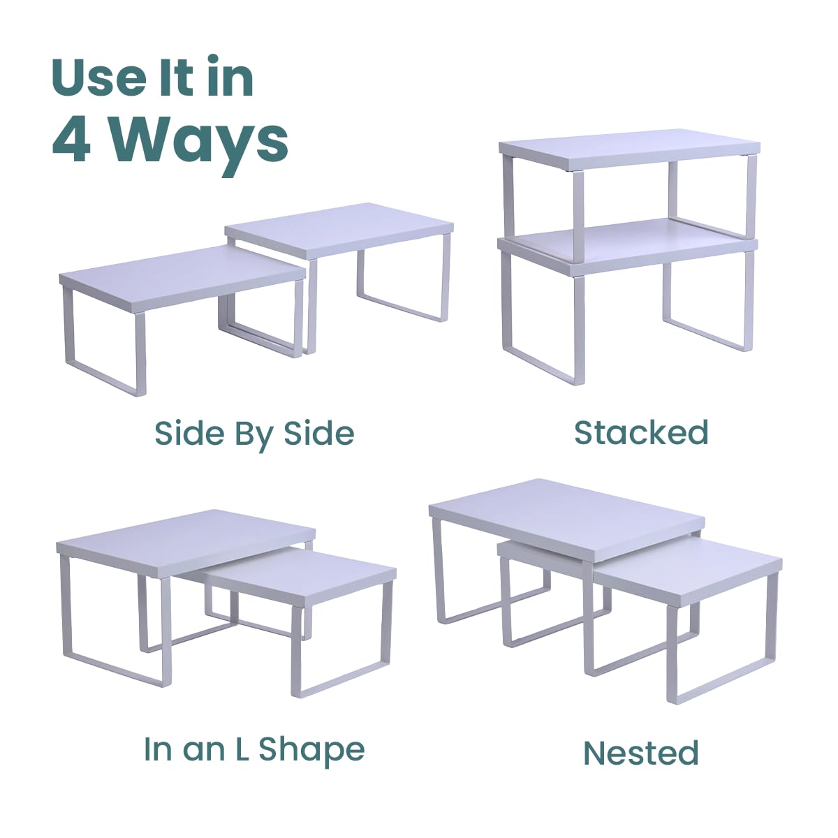 Cabinet Organizer Shelf — Set of 2, Standard — White — view 9