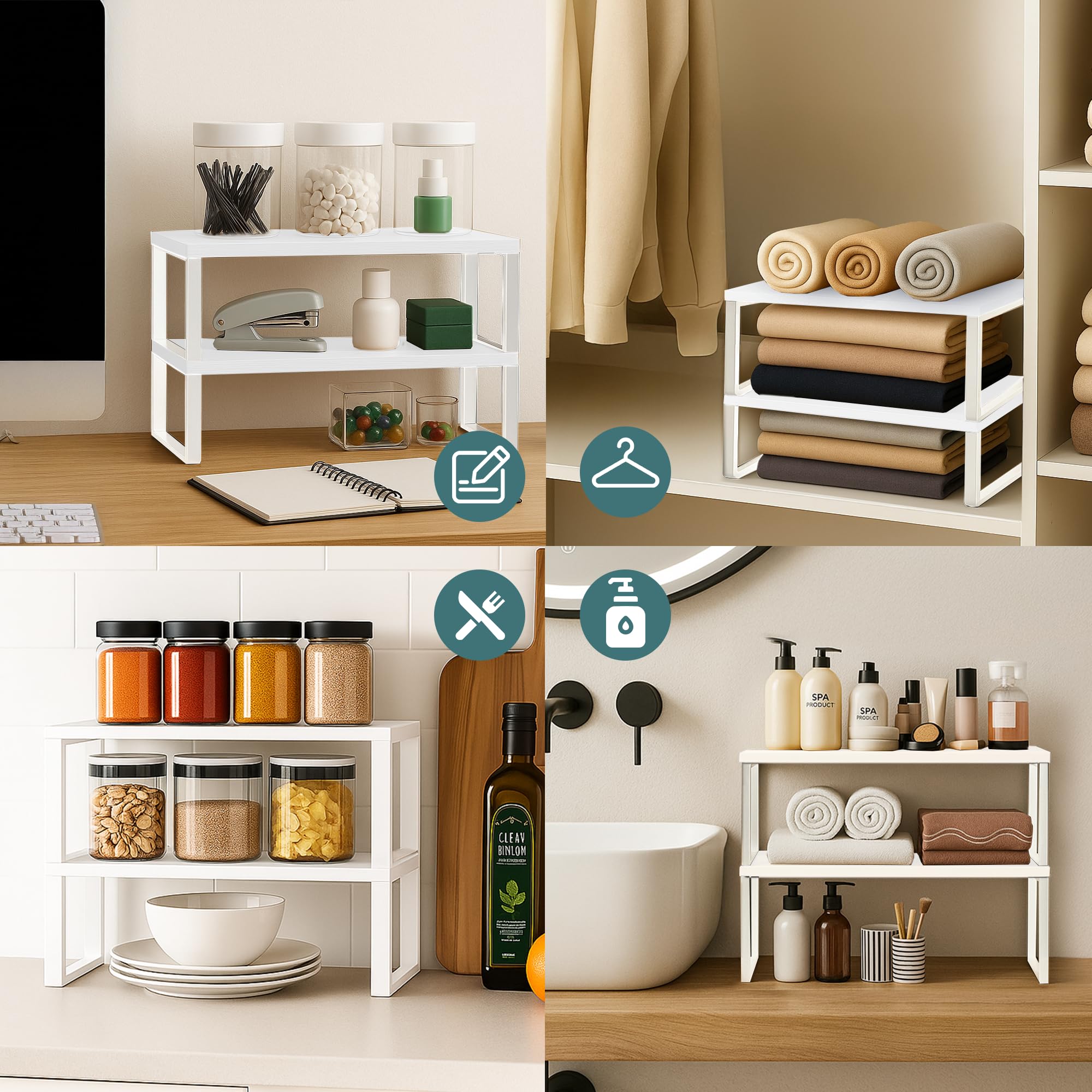 Cabinet Organizer Shelf — Set of 2, Standard — White — view 8