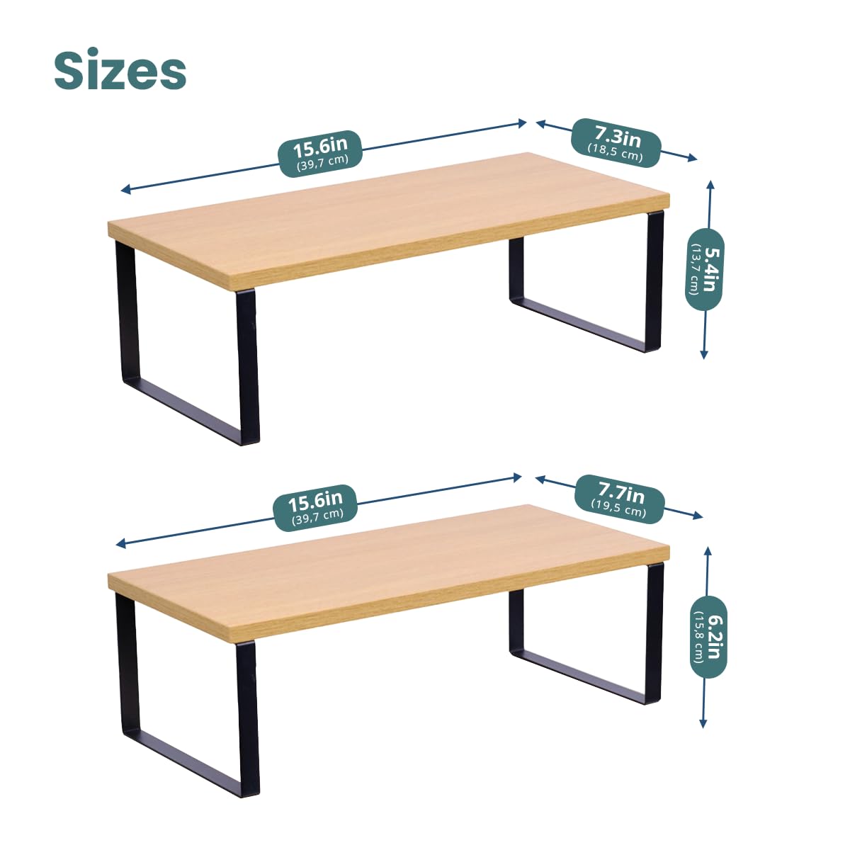 Cabinet Organizer Shelf — Set of 2, Large — Ink Black / Beige — view 5