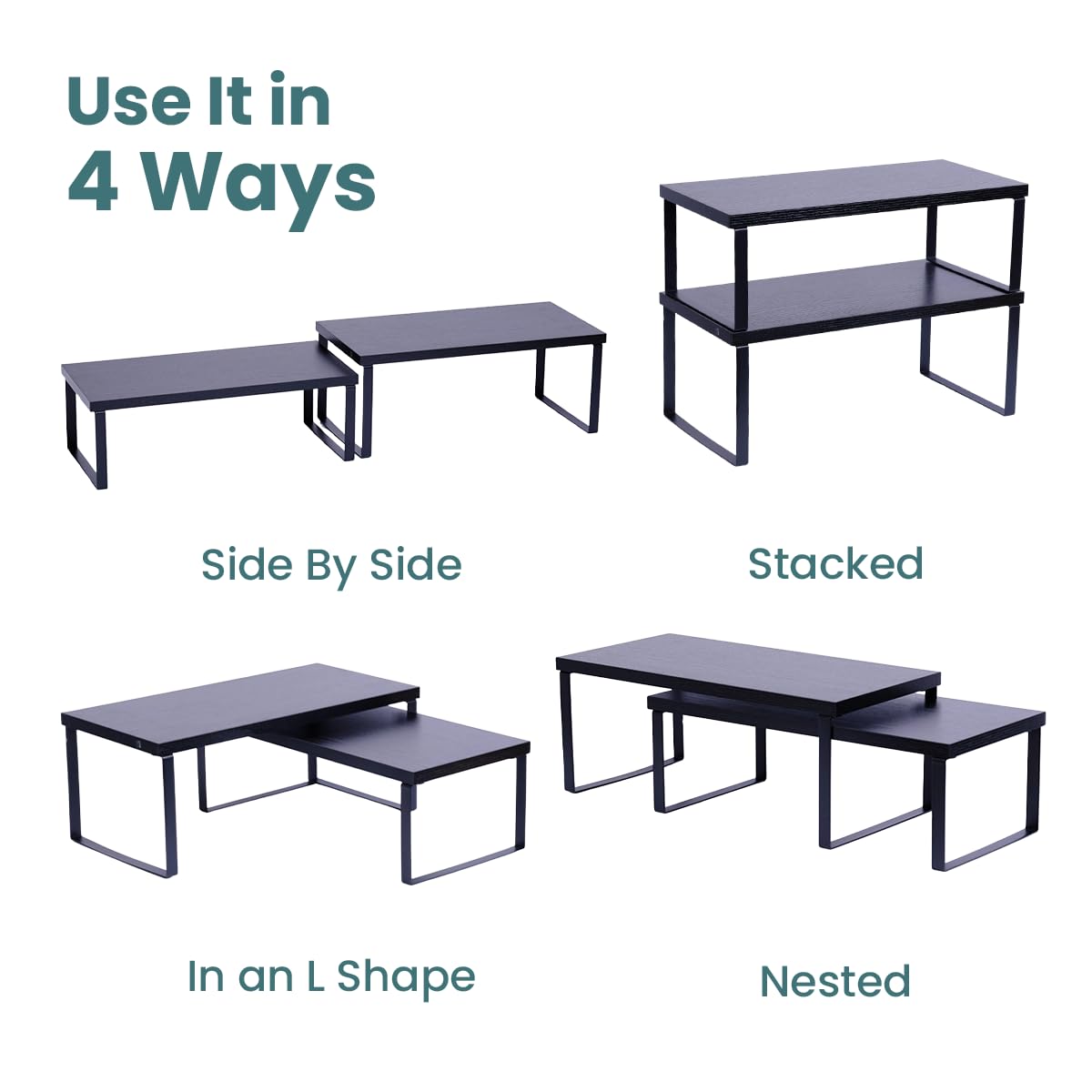 Cabinet Organizer Shelf — Set of 2, Large — Ink Black / Charcoal — view 8