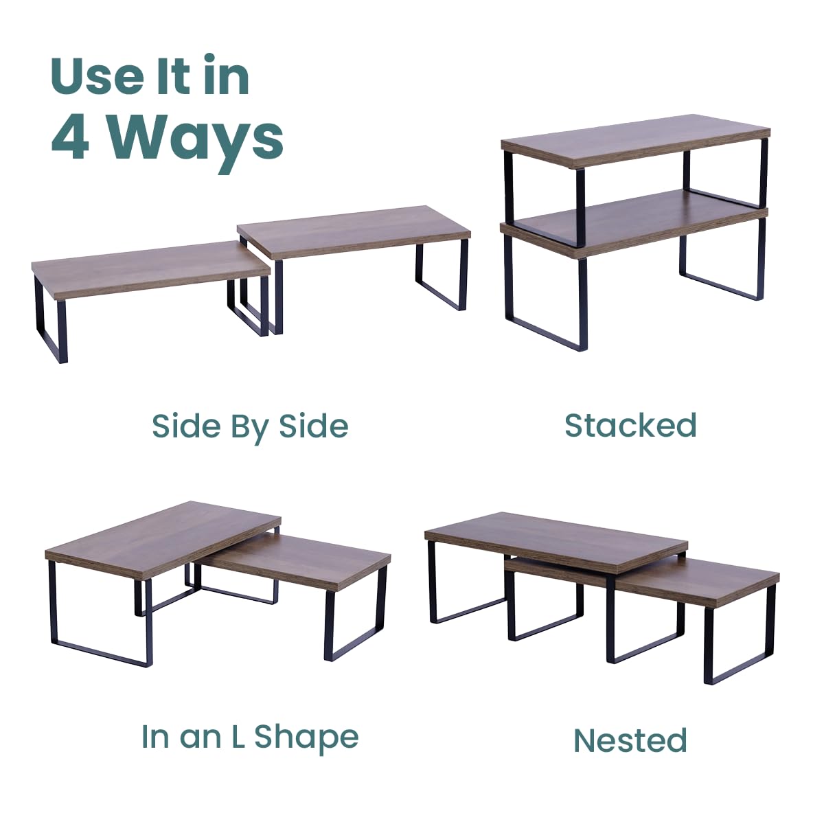 Cabinet Organizer Shelf — Set of 2, Large — Ink Black / Brown — view 8