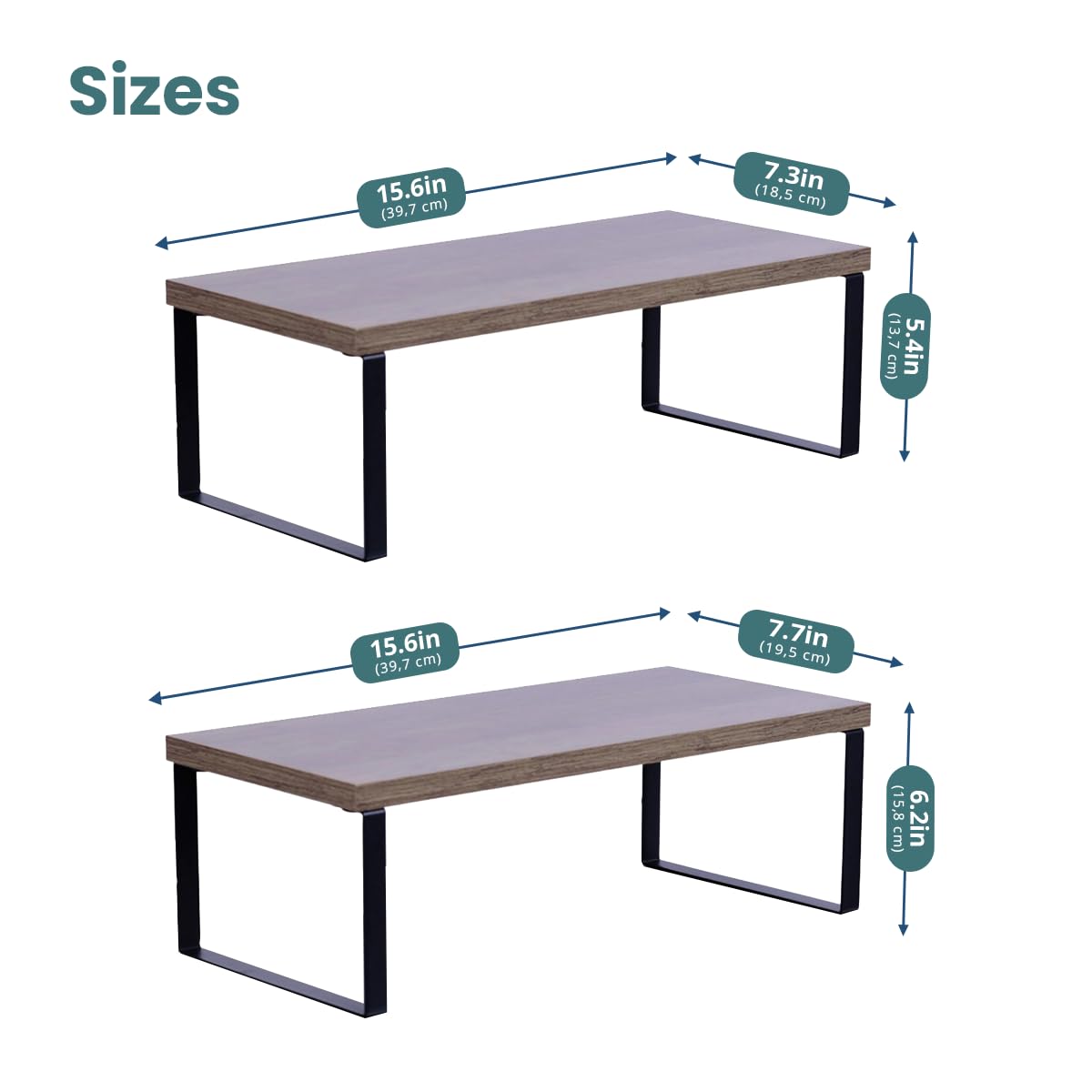Cabinet Organizer Shelf — Set of 2, Large — Ink Black / Brown — view 6