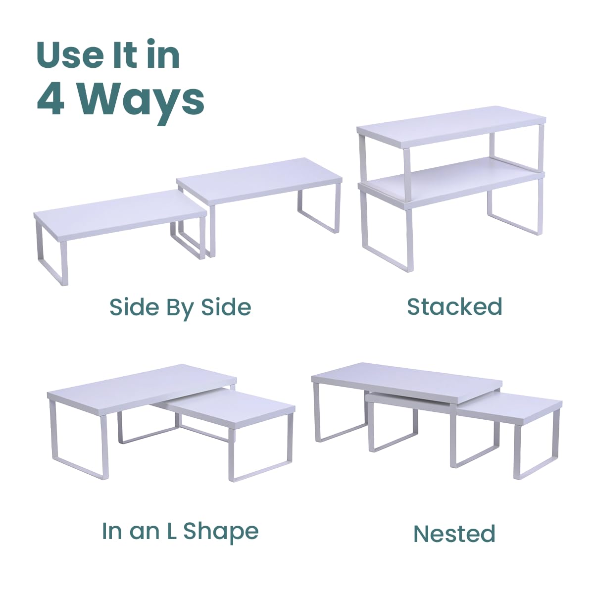 Cabinet Organizer Shelf — Set of 2, Large — White — view 9